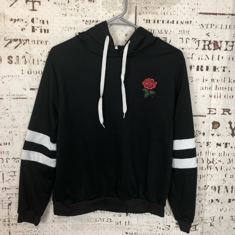 Rose Black Pullover Hoodie